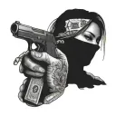 gangsta gf balaclava gun drugs money tattoo design idea