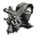 gangsta gf balaclava gun drugs money tattoo design idea