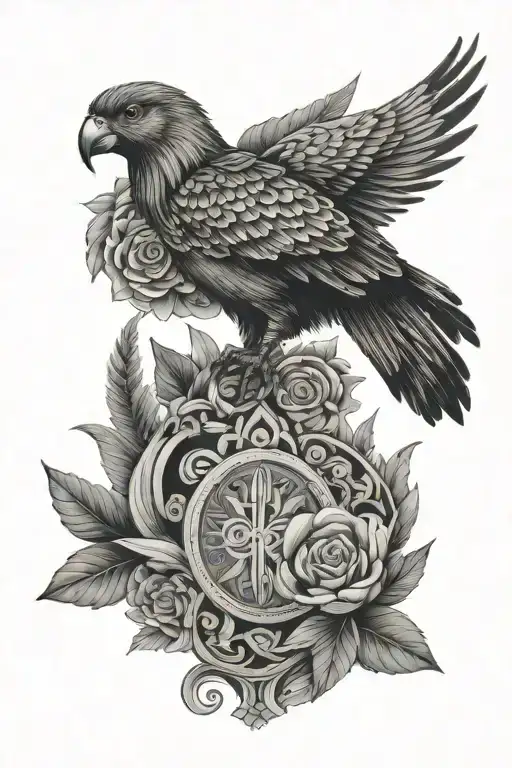 Guatemalan themed tattoo featuring iconic symbols and a quetzal tattoo design idea