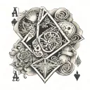 4 card of aces clearly with nebulose in the back, with the heartone discover and the other cover  tattoo design idea