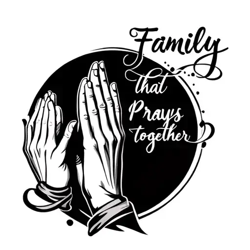 "Family that prays together" praying hands tattoo design idea