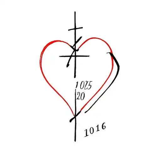 heart and cross with date tattoo tattoo design idea