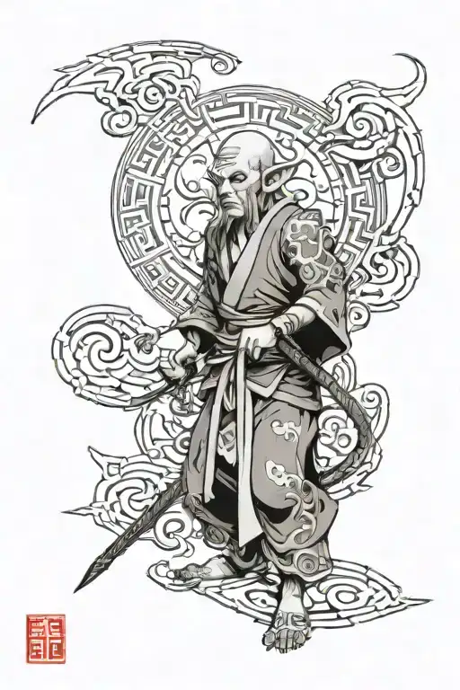 The Night Elf Monk from world of warcraft tattoo design idea