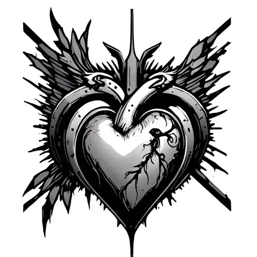 futuristic sacred heart lower throat tattoo tattoo design idea
