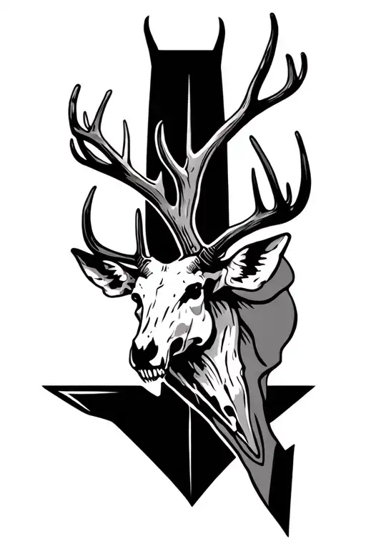 arrow head with deer skull  tattoo design idea