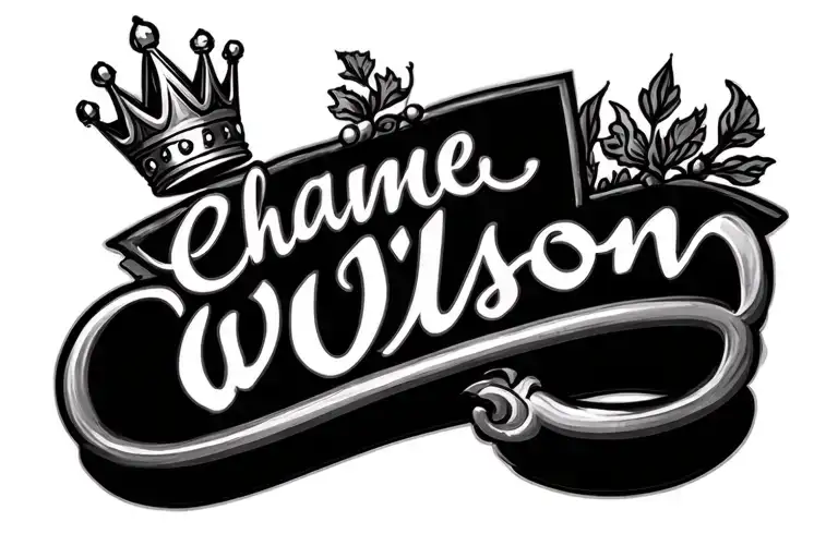 cursive Name chance wilson with a crown over the C tattoo design idea