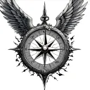 icarus falling compass tattoo design idea