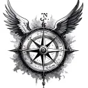 icarus falling compass tattoo design idea