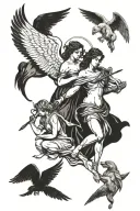 angels and gods and animals tattoo design idea