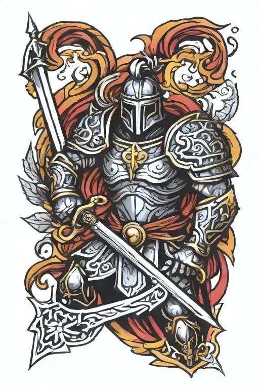 paladin warrior tattoo design idea
