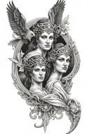 Athena and Hecate Greek goddess  tattoo design idea