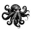 it's a legend samurai octopus, so it's japanesse, realistic and graphic. not anthropomorphic. zoomed in on its face and  tattoo design idea