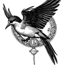 flying swallow spread wings and Saint Christopher medallion tattoo design idea