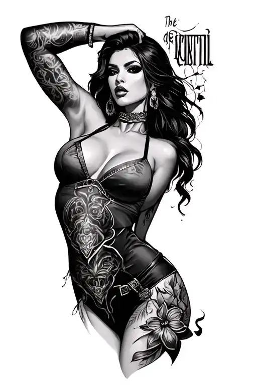 a forearm sleeve that is hot and sexy, latina baddie inspired, for a bad bitch tattoo design idea