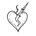 Knife stabbed into Heart tattoo design idea