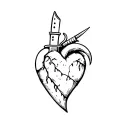 Knife stabbed into Heart tattoo design idea