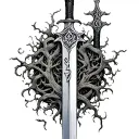 a claymore sword with vines and runes in the blade tattoo design idea