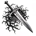 a claymore sword with vines and runes in the blade tattoo design idea