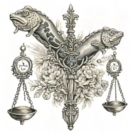 pisces libra scales tattoo design idea