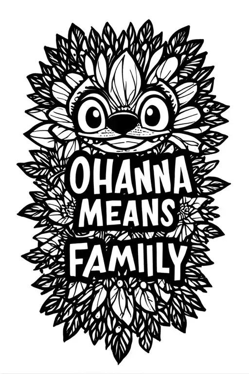 "OHANA MEANS FAMILY " Disneys Stich animation "Lilu and Stich" tattoo design idea