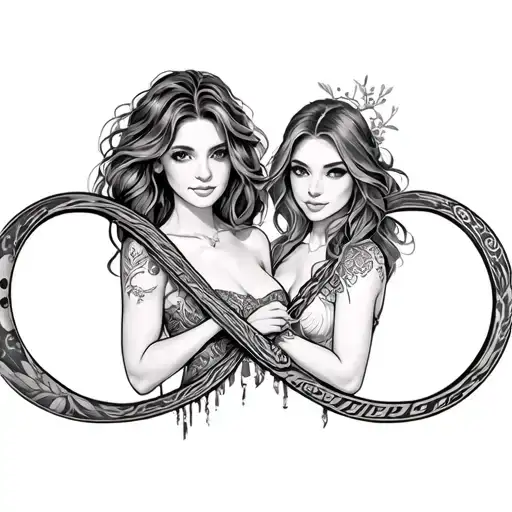 Tanya, Ariel, Solana, Nicole in a infinity sign tattoo design idea