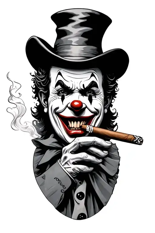 happy and sad clown smoking cigars tattoo design idea