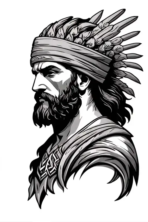 Ragnar head tattoo inspired greek tattoo design idea