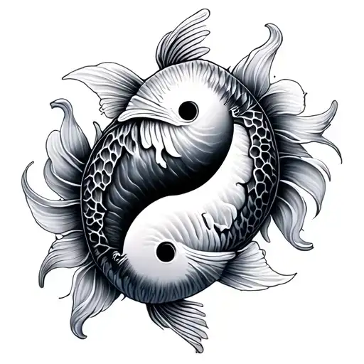 Yin & Yang koi fish swimming tattoo design idea