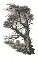 Haunted Tree without leaves tattoo design idea