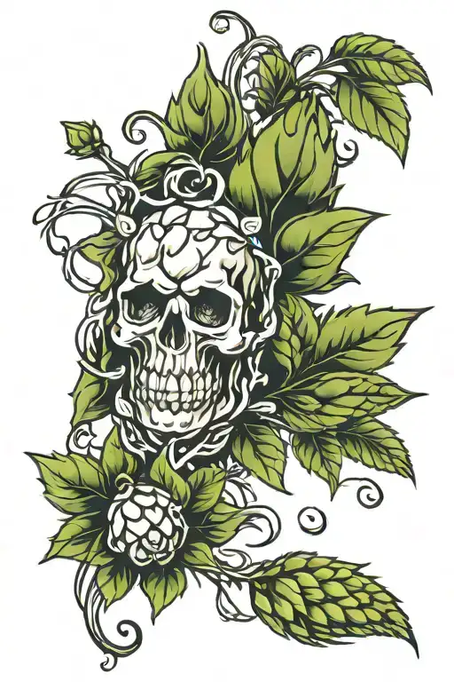 hops barley water tattoo design idea