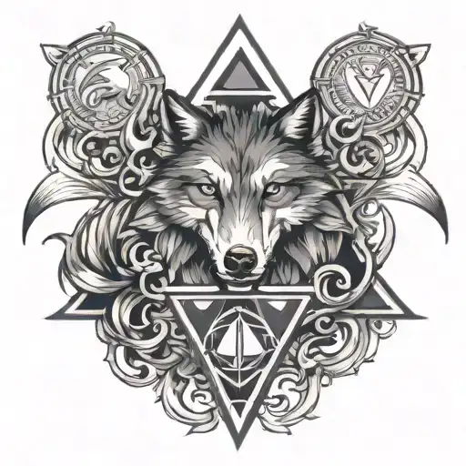 triforce, wolf, fish, phoenix tattoo design idea