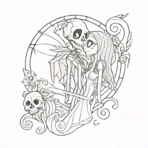 jack and sally being cute tattoo design idea