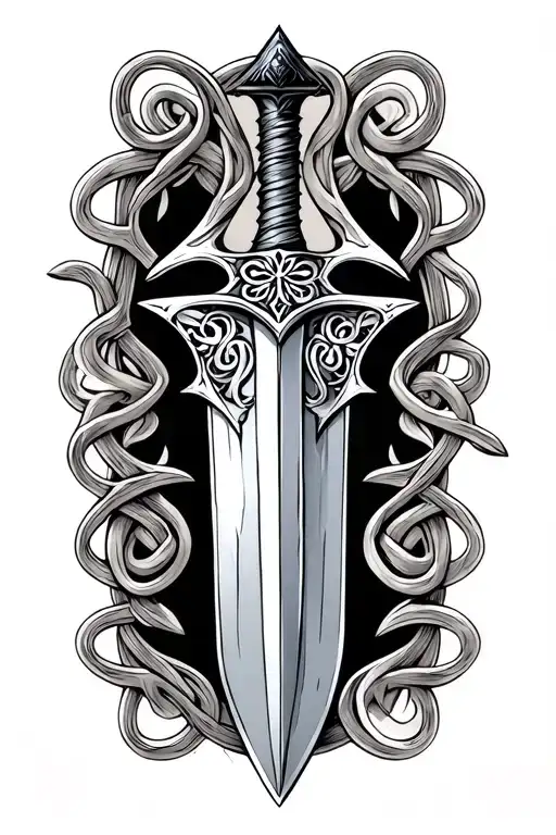 Celtic Stiletto Dagger, Letter and Pommel, CrossGuard's everlasting love tattoo design idea