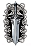 Celtic Stiletto Dagger, Letter and Pommel, CrossGuard's everlasting love tattoo design idea