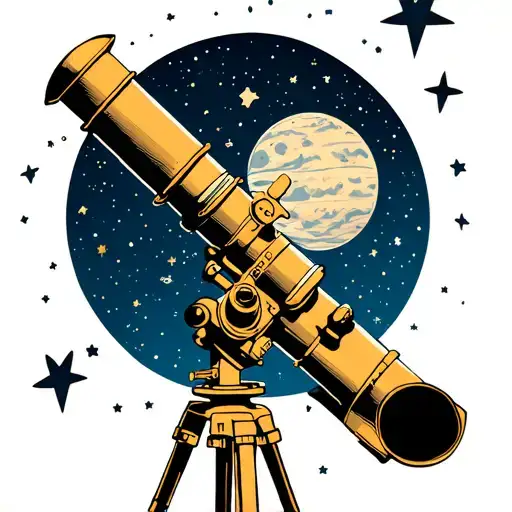 A tattoo of a telescope gazing at a star-filled sky to represent your love for star gazing and outer space tattoo design idea