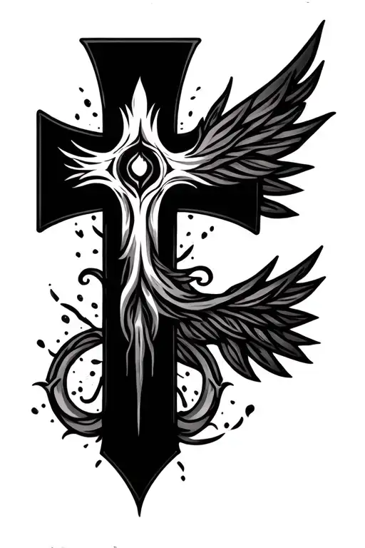 a tattoo that represents serenity and wisdom courage symbols cross tattoo design idea