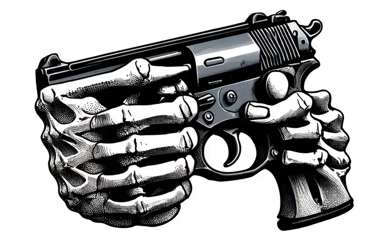 Skeleton hand forming a gun r ' tattoo design idea