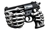 Skeleton hand forming a gun r ' tattoo design idea