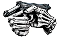 Skeleton hand forming a gun r ' tattoo design idea