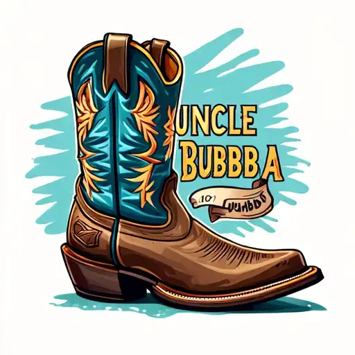 a cowboy boot that says uncle bubba on the side tattoo design idea
