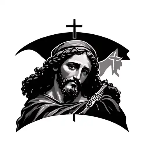 Saint Judas Tadeo and Cruz de Jesus Christ tattoo design idea