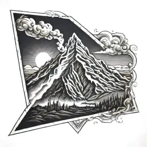 mt doom in a triangle tattoo design idea