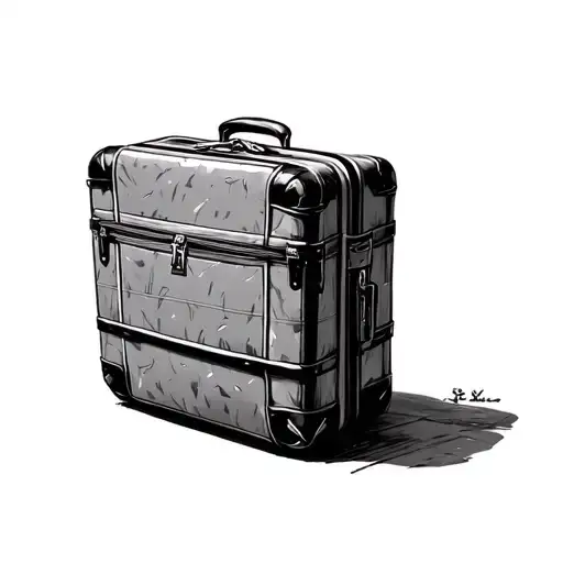 suitcase covered in travel tattoo design idea