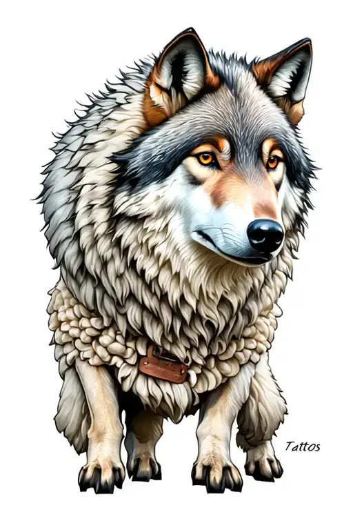 wolf in sheep clothing items morphing tattoo design idea
