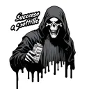 reaper holding a juice box what the words succoso e sottile tattoo design idea