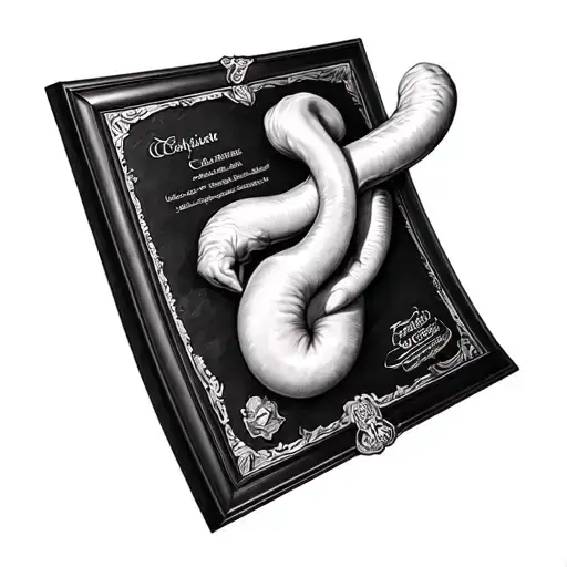 masculine penis with a certificate tattoo design idea