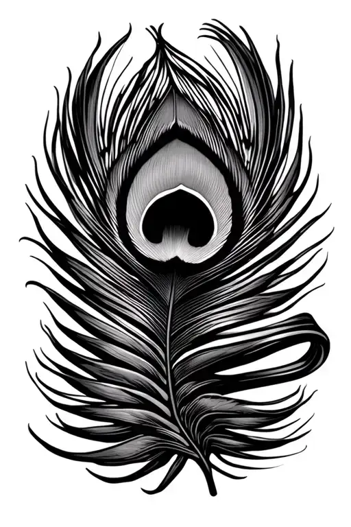 peacock feather and twist tie ring tattoo design idea