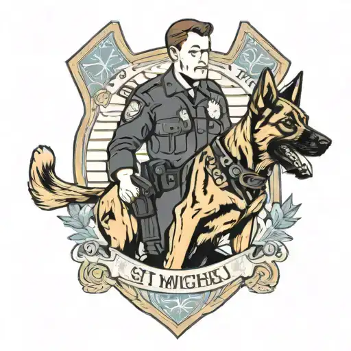 st. micheal holding police k9 tattoo design idea
