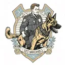 st. micheal holding police k9 tattoo design idea