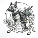 st. micheal holding police k9 tattoo design idea